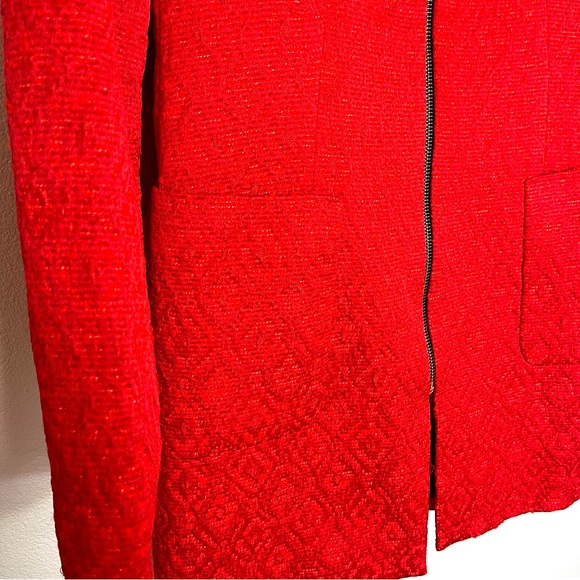 ZARA Women’s Long Line Blazer Size M Lipstick Red Minimalist Contemporary Chic - Picture 5 of 7